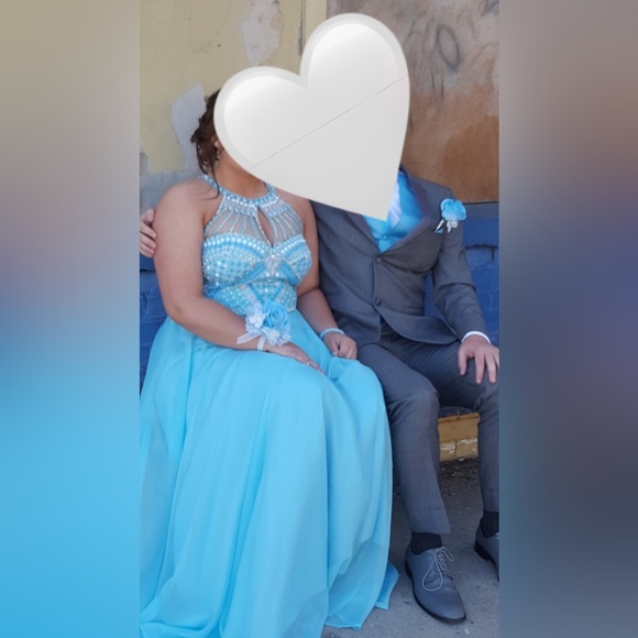 Rachel Allan (Curves) - Light Blue Prom Dress - Picture 3 of 4